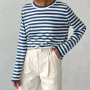 Kvinders Stribet Strik Sweater med Lange Ærmer