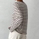 Kvinders Stribet Strik Sweater med Lange Ærmer