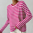 Kvinders Stribet Strik Sweater med Lange Ærmer