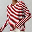 Kvinders Stribet Strik Sweater med Lange Ærmer