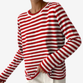Kvinders Stribet Strik Sweater med Lange Ærmer