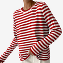 Kvinders Stribet Strik Sweater med Lange Ærmer
