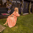Kvinders V-Hals Blomster Maxi Kjole