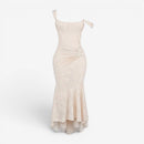 Kvindernes Off Shoulder Maxi Kjole med Rynket Talje