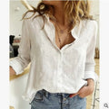 Skylar - Knap-op bluse med fugleprint og afslappet pasform