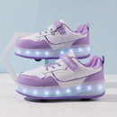 GlowRush - LED rulleskøjtesneakers med udtrækkelige hjul til aktive børn