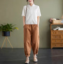 Ella – Moderne bluse med korte ærmer & knappet front
