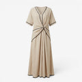 Dame V-Hals Maxi Kjole med Twist Front