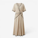 Dame V-Hals Maxi Kjole med Twist Front