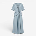 Dame V-Hals Maxi Kjole med Twist Front