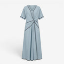 Dame V-Hals Maxi Kjole med Twist Front